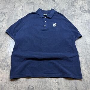 Y2K New York Yankees Navy Blue Polo T-Shirt Size Large